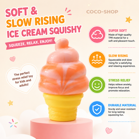 Ice Cream Squishy Toy – Soft, Sweet & Stress Relief Fun