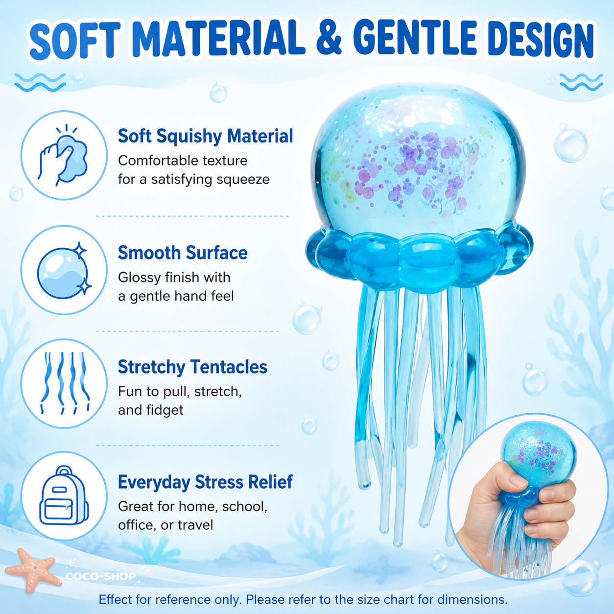 Cute Glitter Jellyfish Squishy Toy – Soft, Stretchy & Satisfying Stress Relief Fun