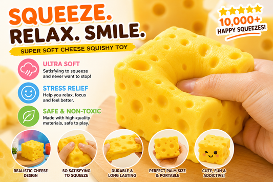 Cheese Cube Squishy Toy Stress Relief Sensory Fidget Gift