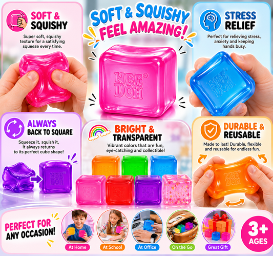 Nice Cube Squishy Toy – Soft, Colorful & Stress Relief Fun