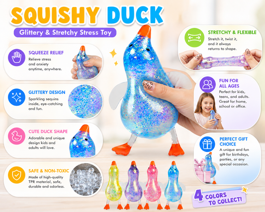 Glitter Squishy Duck – Stretch, Squeeze & Relax