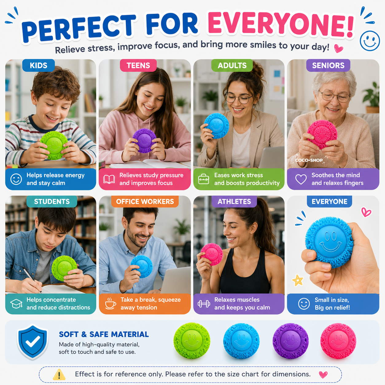 Smiley Puffer Ball Stress Relief Sensory Fidget Toy for Kids and Adults