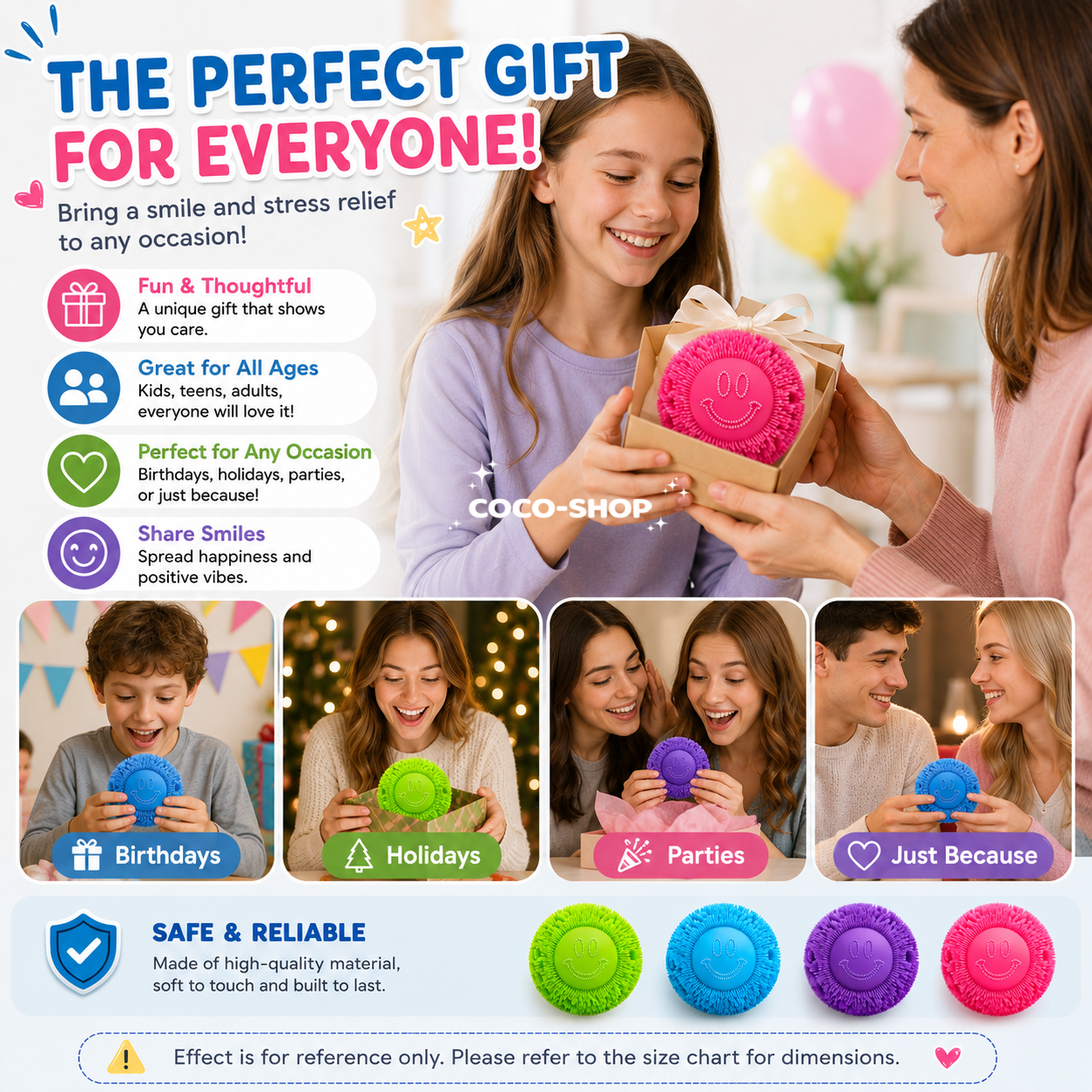 Smiley Puffer Ball Stress Relief Sensory Fidget Toy for Kids and Adults