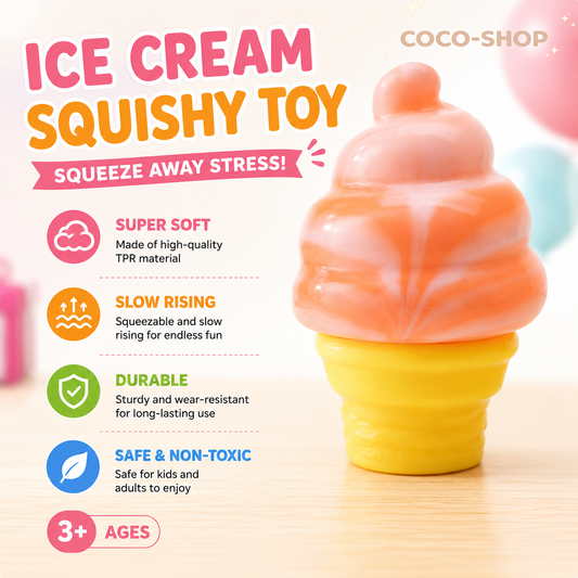 Ice Cream Squishy Toy – Soft, Sweet & Stress Relief Fun