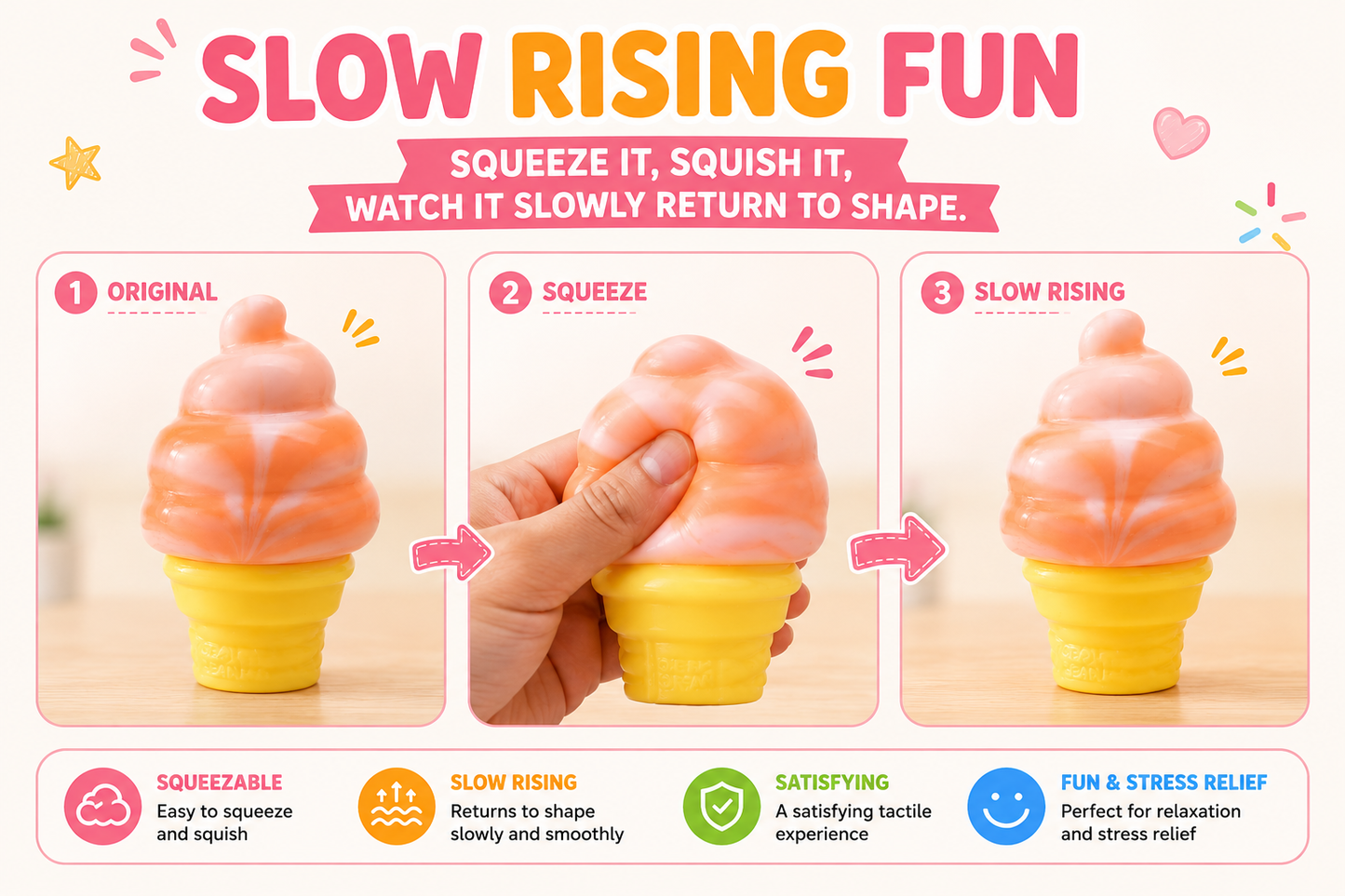 Ice Cream Squishy Toy – Soft, Sweet & Stress Relief Fun