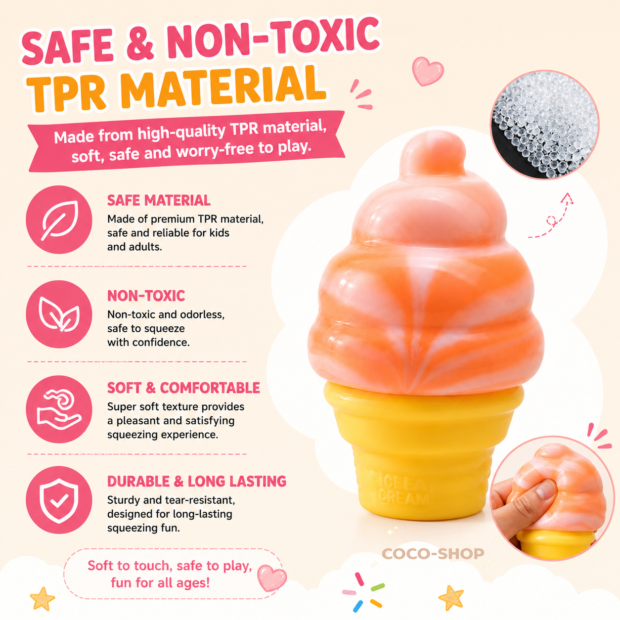 Ice Cream Squishy Toy – Soft, Sweet & Stress Relief Fun