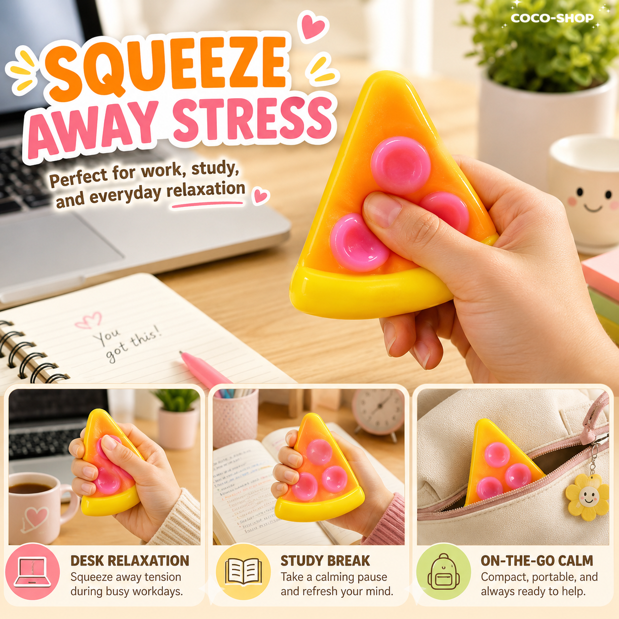Cute Pizza Squishy Toy – Soft, Squeezable & Stress Relief Fun