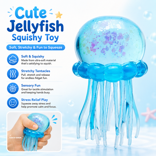 Cute Glitter Jellyfish Squishy Toy – Soft, Stretchy & Satisfying Stress Relief Fun