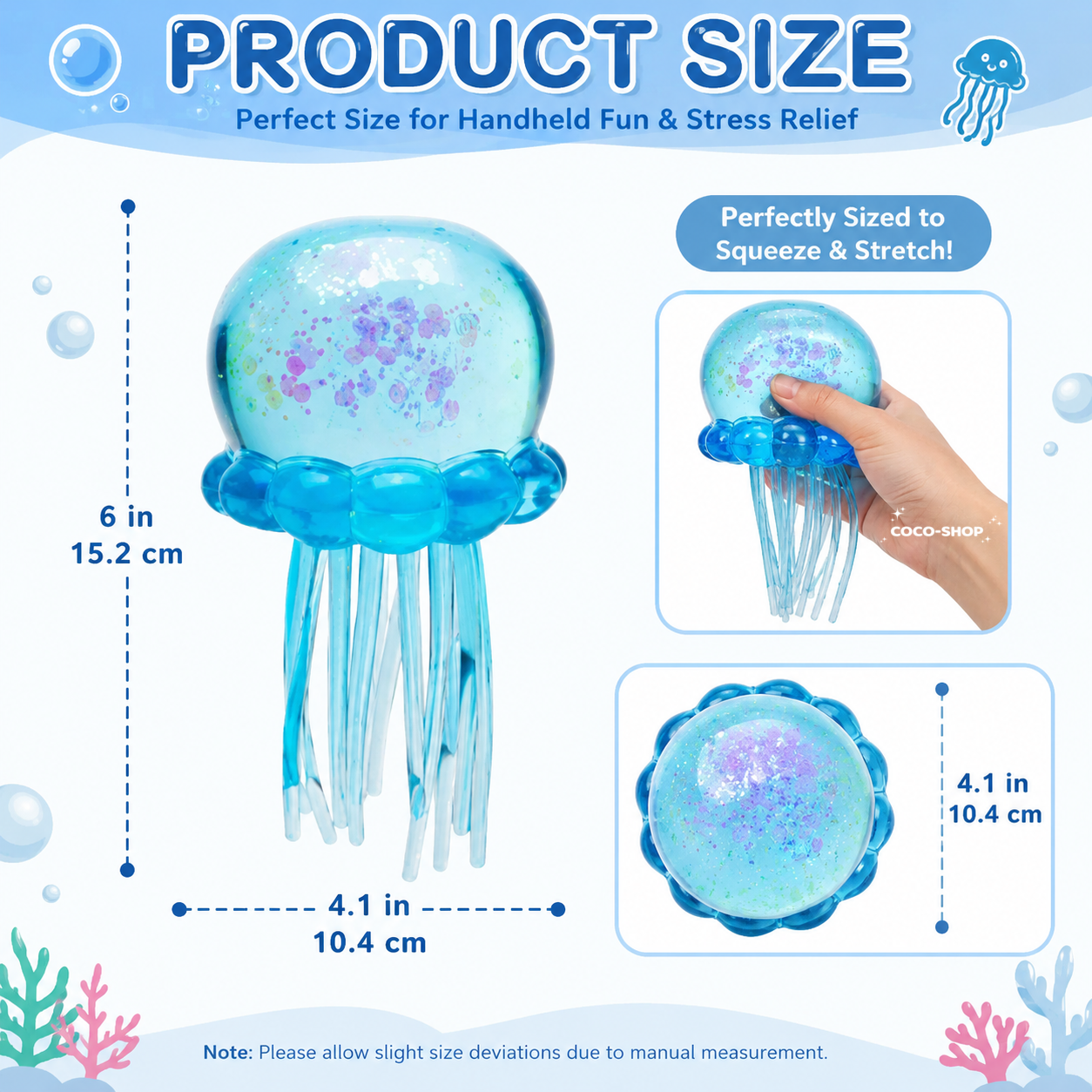 Cute Glitter Jellyfish Squishy Toy – Soft, Stretchy & Satisfying Stress Relief Fun