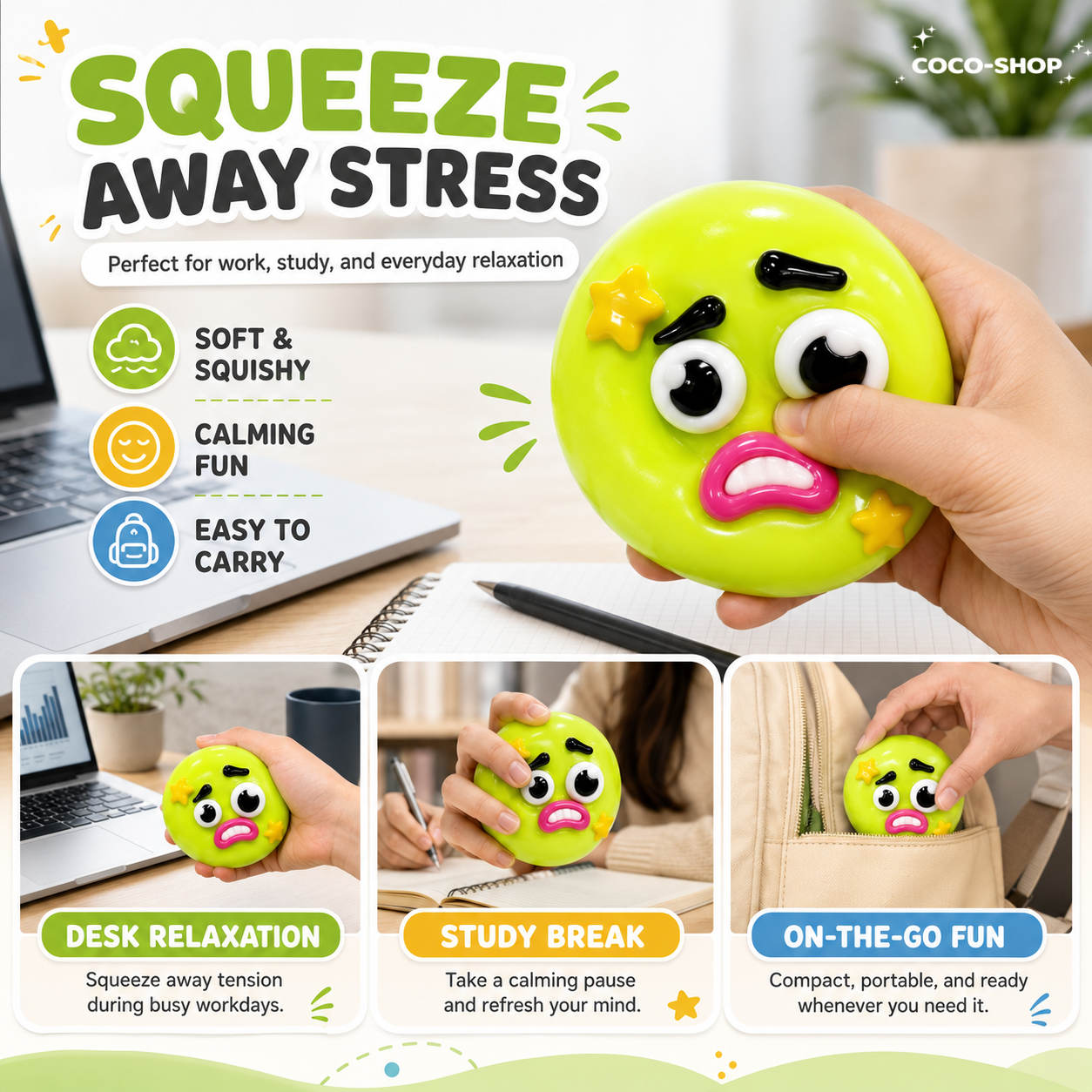 Funny Face Squishy Toy – Soft, Squeezable & Stress Relief Fun