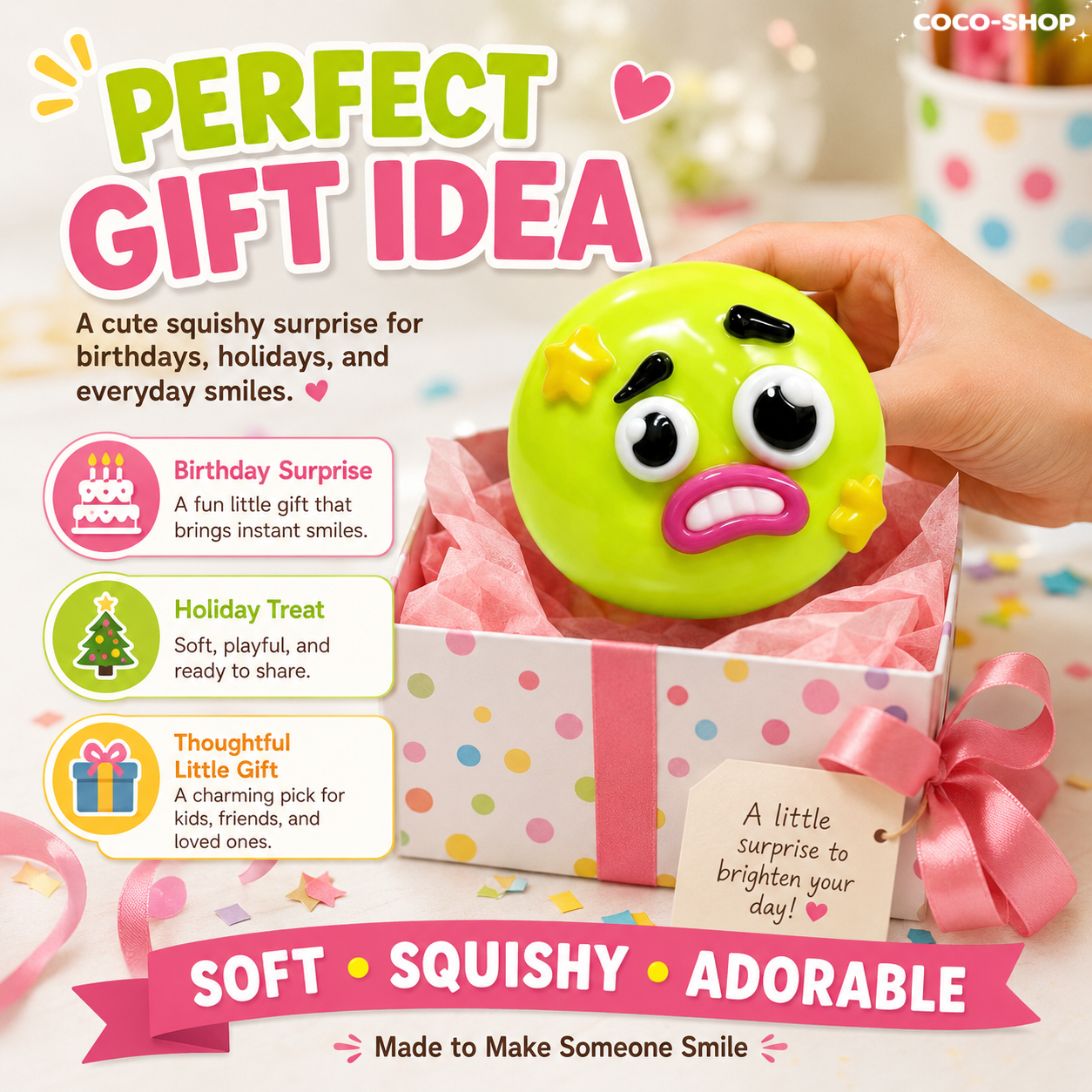 Funny Face Squishy Toy – Soft, Squeezable & Stress Relief Fun