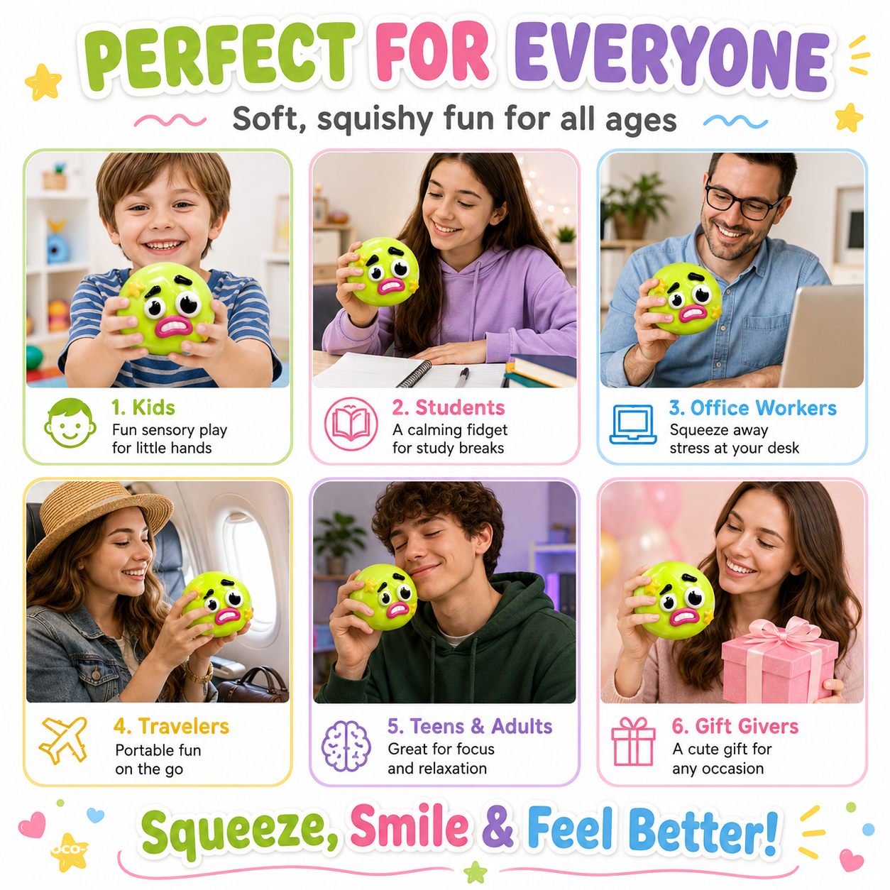 Funny Face Squishy Toy – Soft, Squeezable & Stress Relief Fun