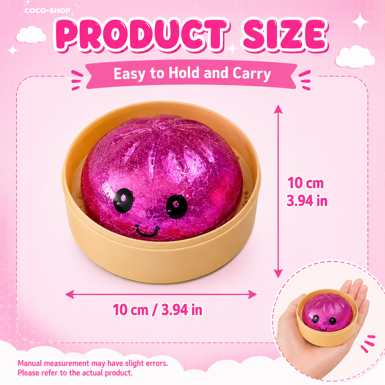 Cute Glitter Steamed Bun Squishy Toy – Soft, Sparkly & Stress Relief Fun