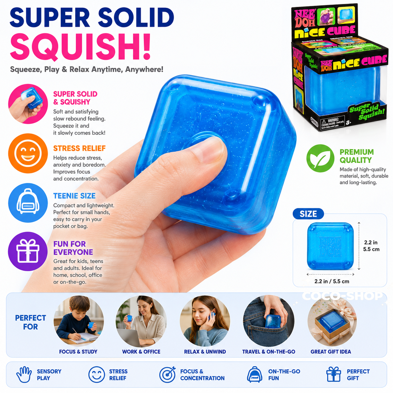 Mini Nice Cube Squishy Toy – Pocket-Sized Stress Relief Fun