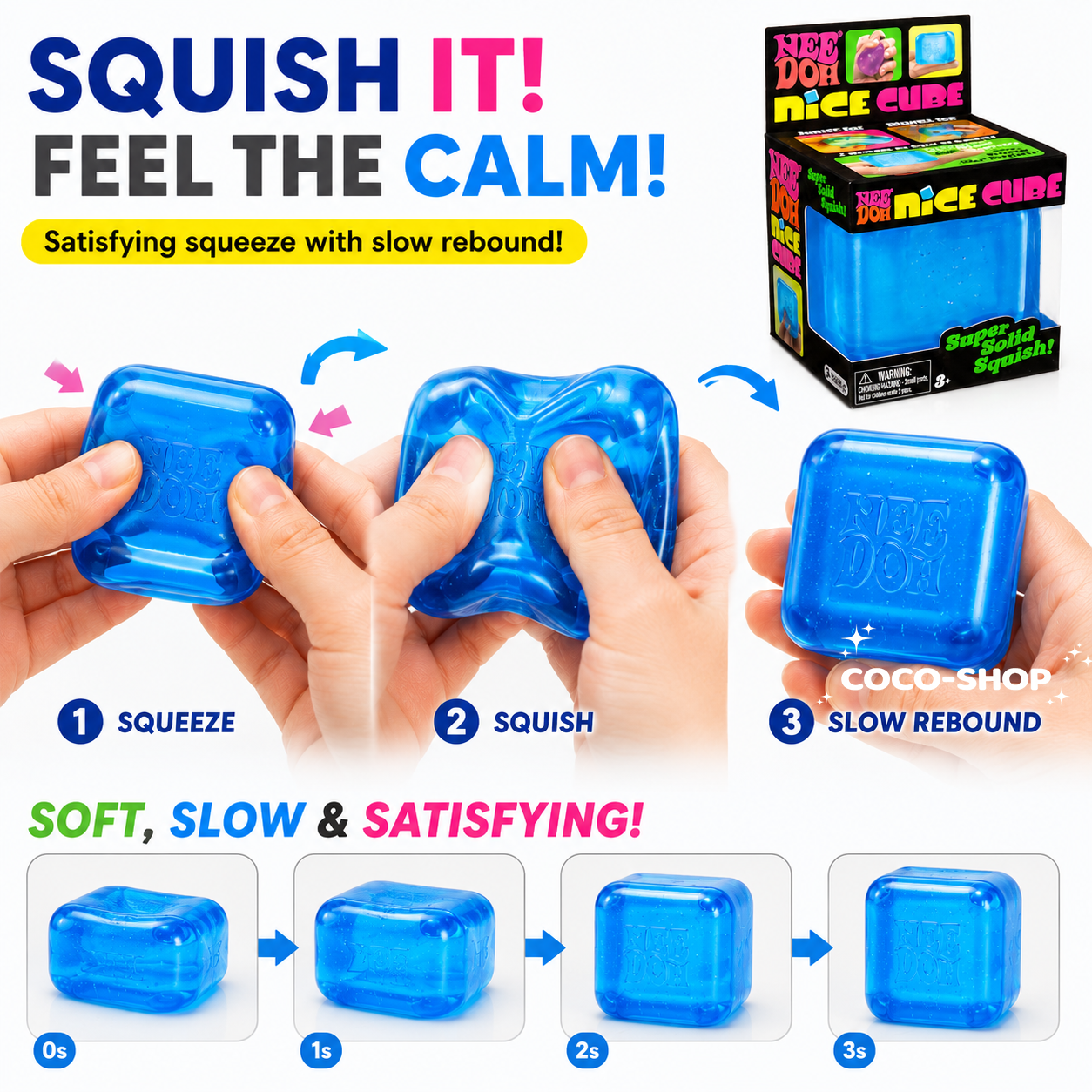 Mini Nice Cube Squishy Toy – Pocket-Sized Stress Relief Fun