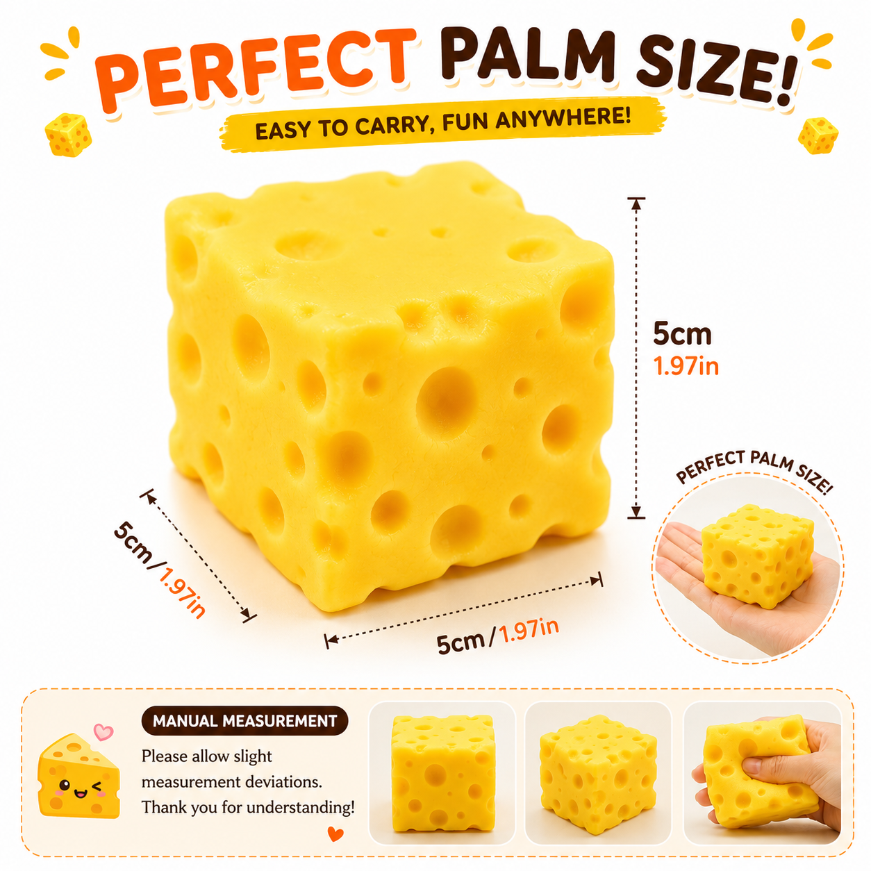 Cheese Cube Squishy Toy Stress Relief Sensory Fidget Gift