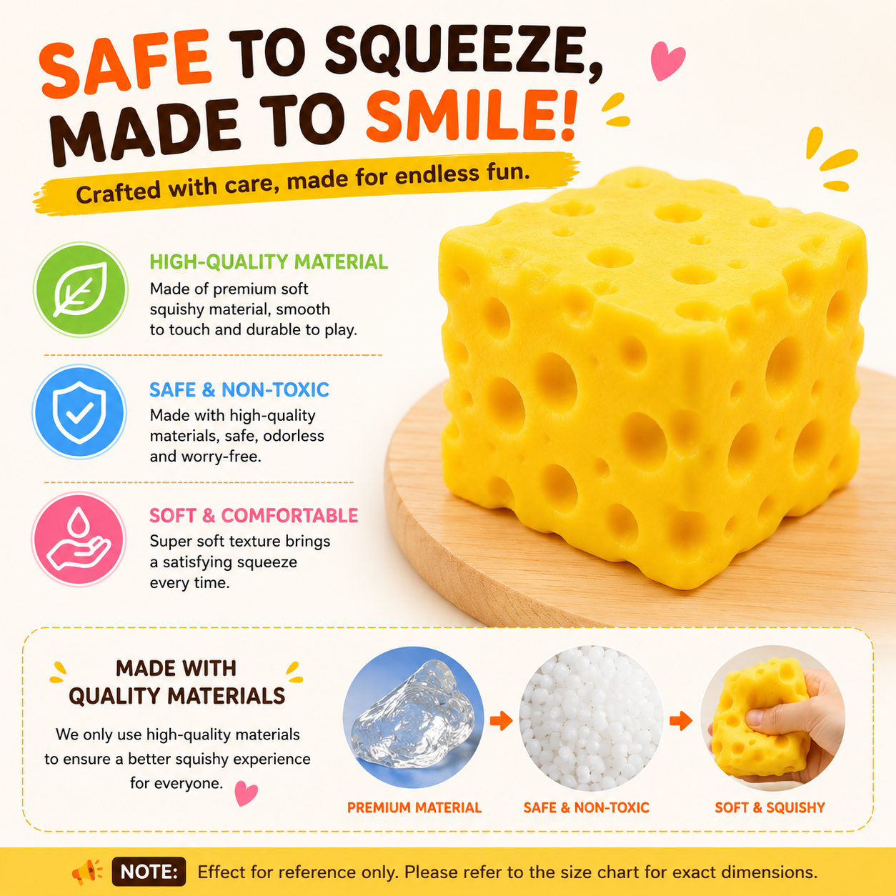Cheese Cube Squishy Toy Stress Relief Sensory Fidget Gift