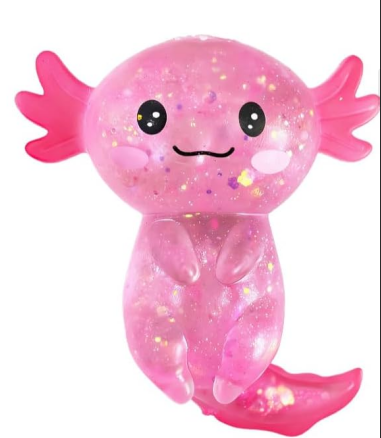 Cute Glitter Salamander Squishy Toy Soft Stress Relief Sensory Fidget Toy for Kids Teens and Adults