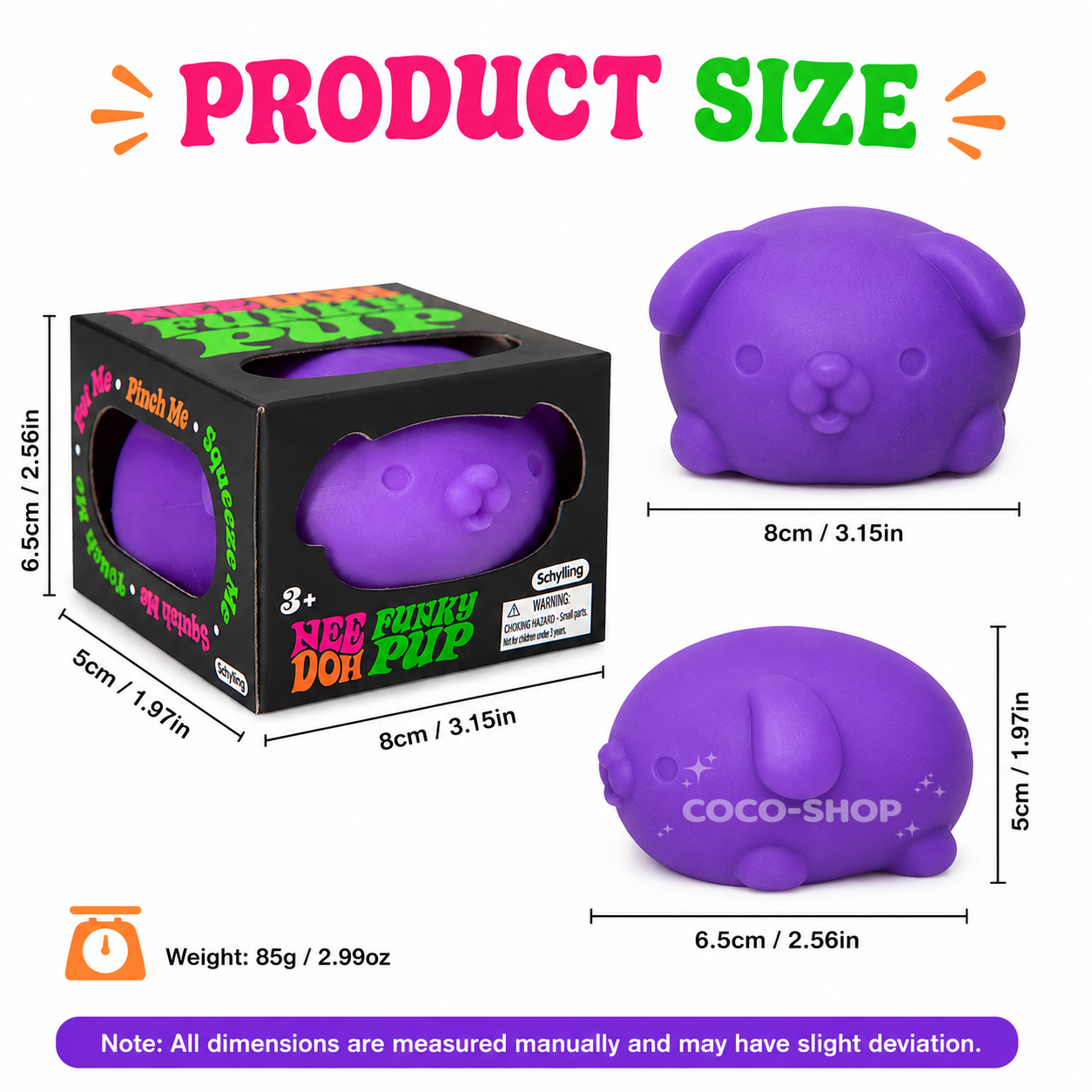 Funky Pup Squishy Stress Relief Toy Soft Squeeze Puppy Fidget Toy for Kids and Adults