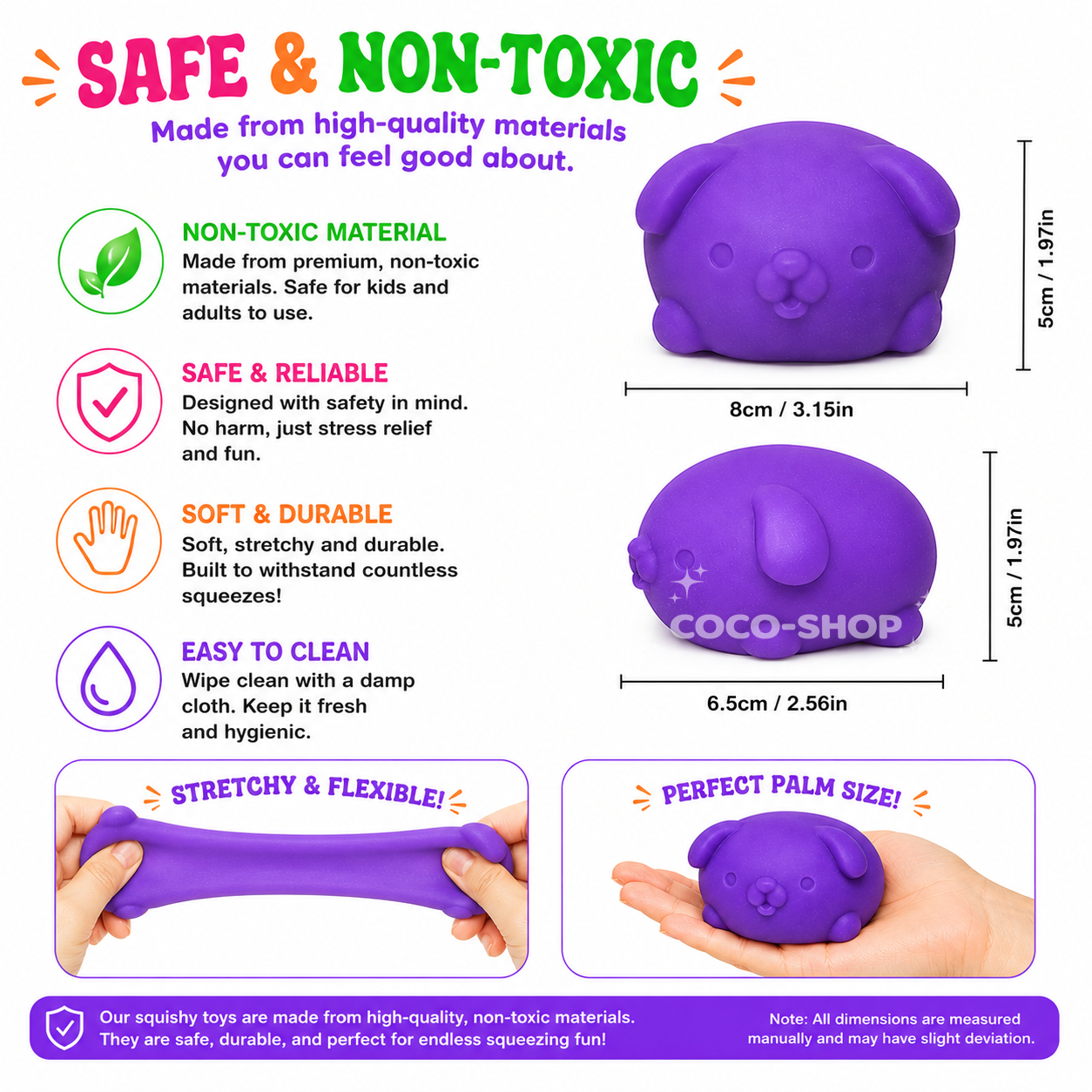 Funky Pup Squishy Stress Relief Toy Soft Squeeze Puppy Fidget Toy for Kids and Adults