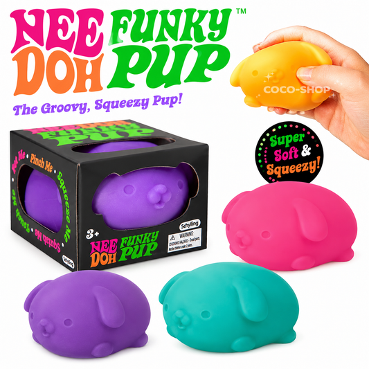 Funky Pup Squishy Stress Relief Toy Soft Squeeze Puppy Fidget Toy for Kids and Adults