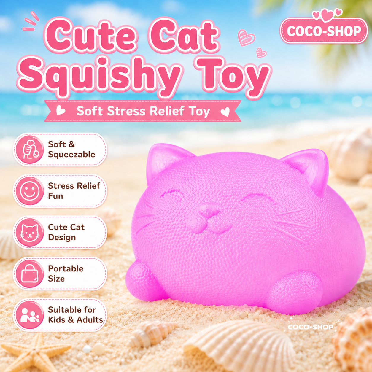 Cute Cat Squishy Stress Relief Toy – Soft Sensory Fidget Toy for Relaxation and Stress Relief