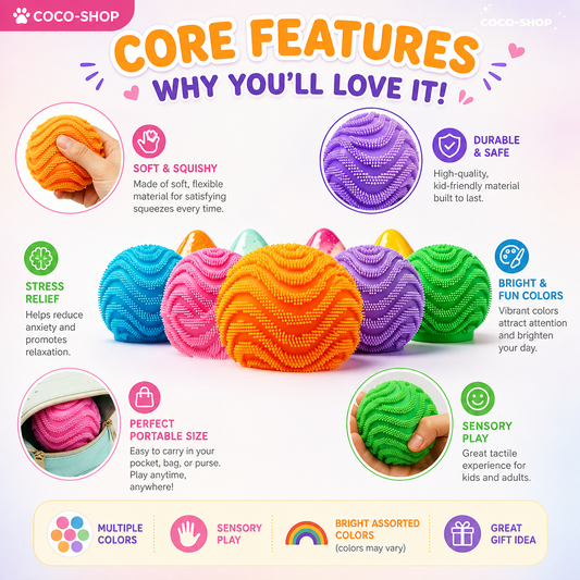 Fuzzy Sensory Stress Ball – Soft Spiky Fidget Toy for Stress Relief, Focus & Sensory Play