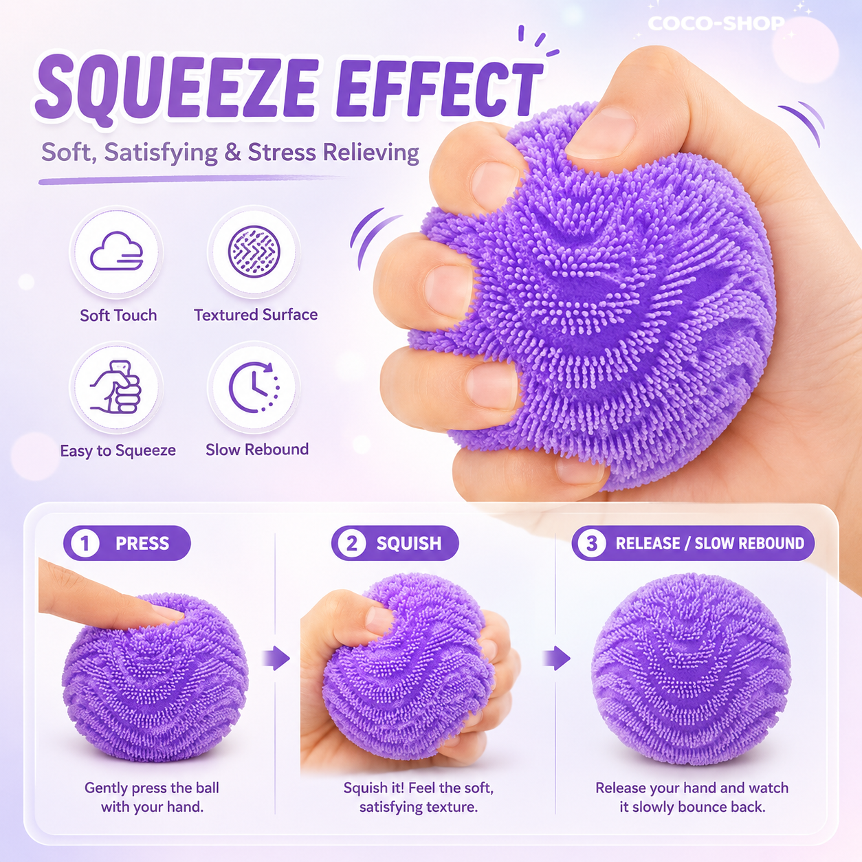 Fuzzy Sensory Stress Ball – Soft Spiky Fidget Toy for Stress Relief, Focus & Sensory Play