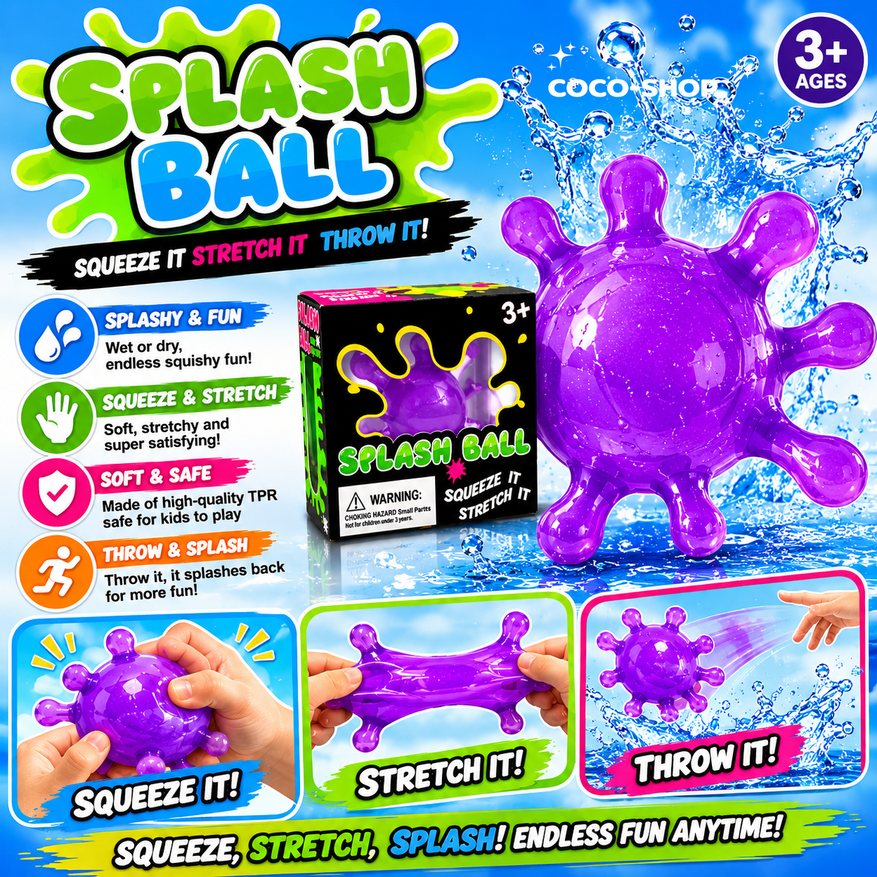 Splash Ball – Soft, Stretchy & Stress Relief Fun