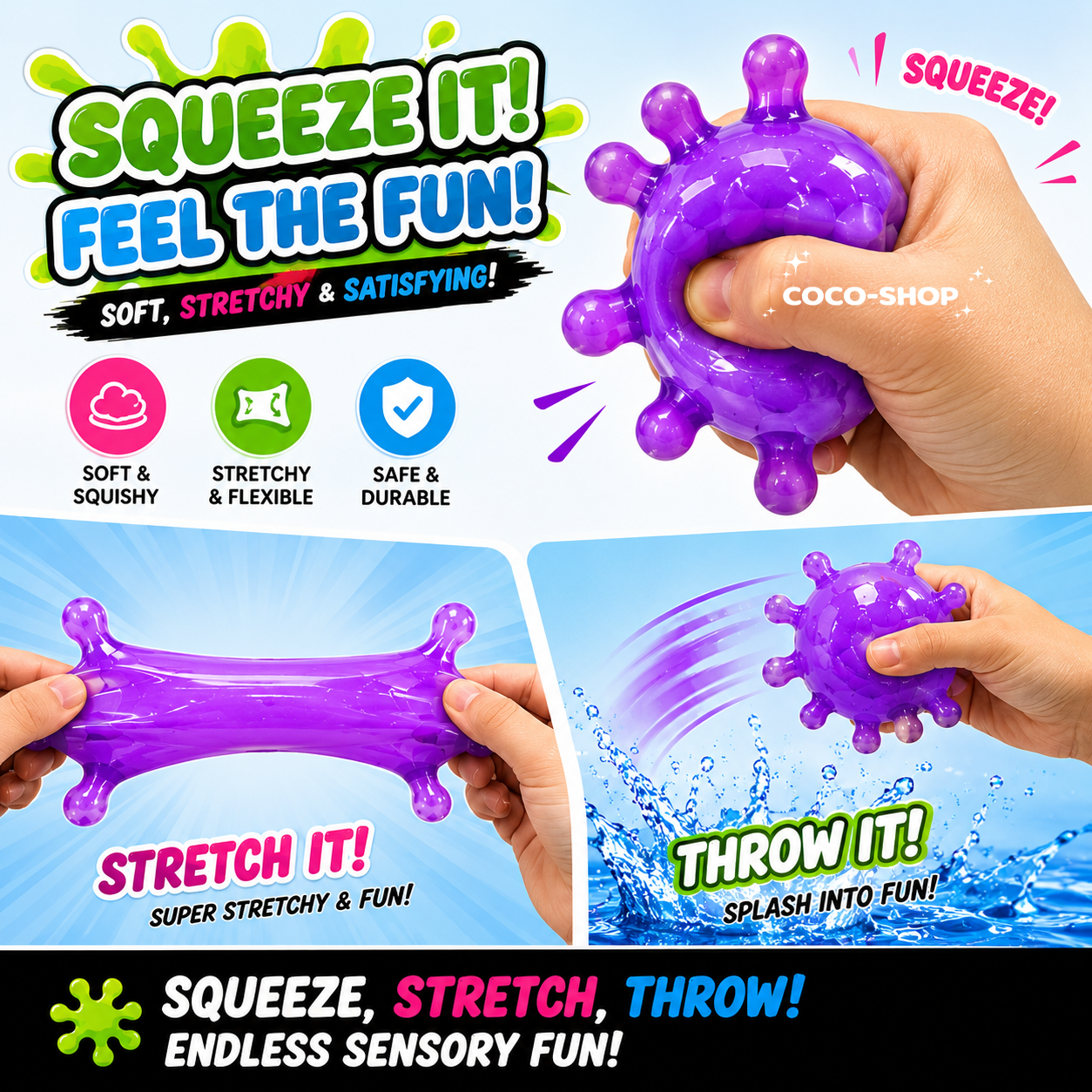 Splash Ball – Soft, Stretchy & Stress Relief Fun