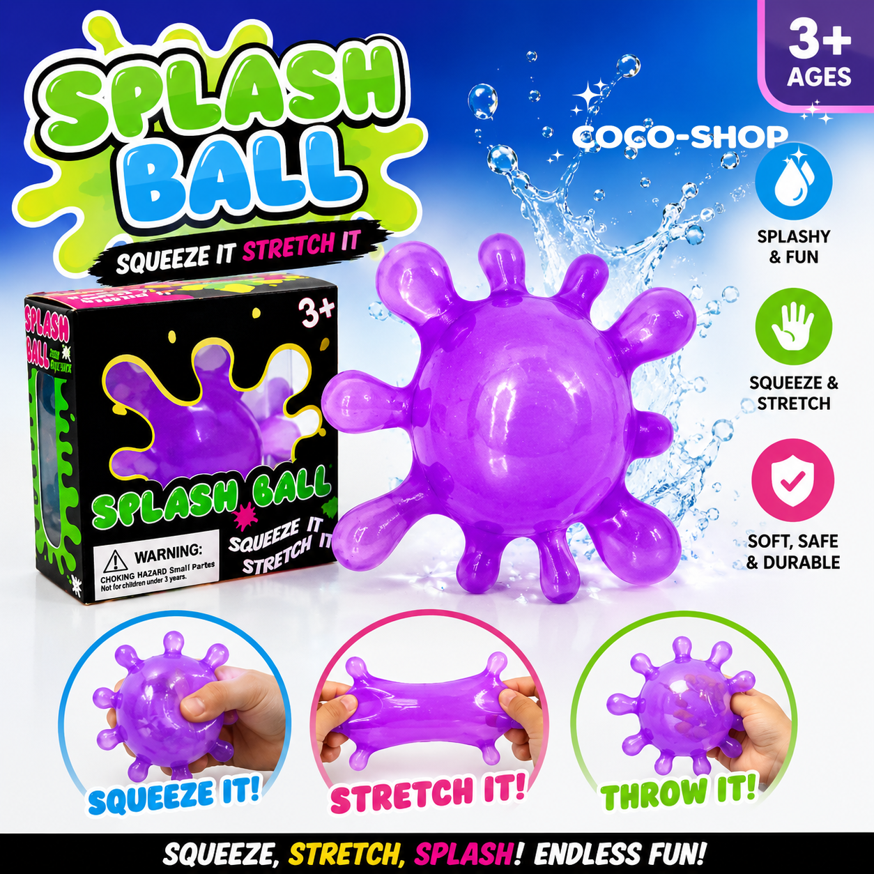 Splash Ball – Soft, Stretchy & Stress Relief Fun