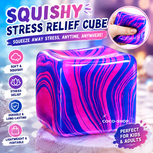Squishy Stress Relief Cube – Soft Sensory Fidget Toy for Anxiety Relief, Focus & Relaxation