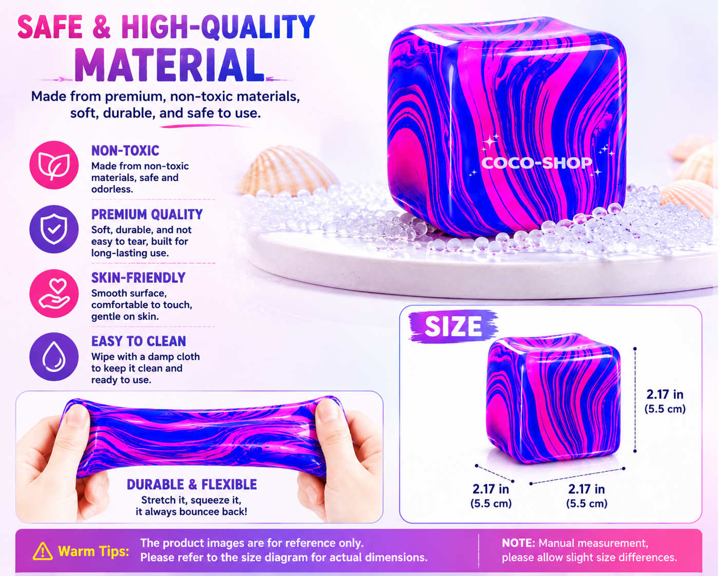 Squishy Stress Relief Cube – Soft Sensory Fidget Toy for Anxiety Relief, Focus & Relaxation