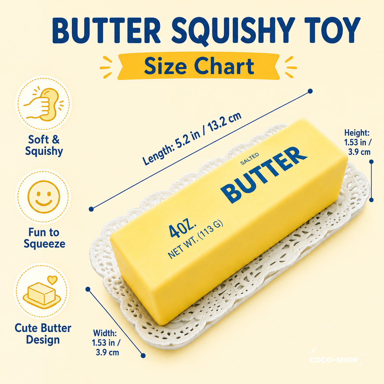 Butter Squishy Toy Stress Relief Fidget Toy Soft Squeeze Sensory Toy