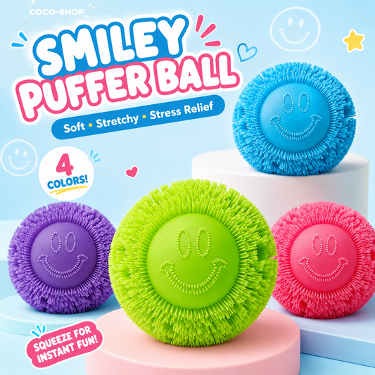 Smiley Puffer Ball Stress Relief Sensory Fidget Toy for Kids and Adults