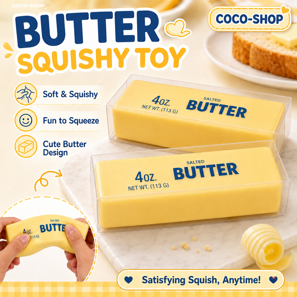 Butter Squishy Toy Stress Relief Fidget Toy Soft Squeeze Sensory Toy