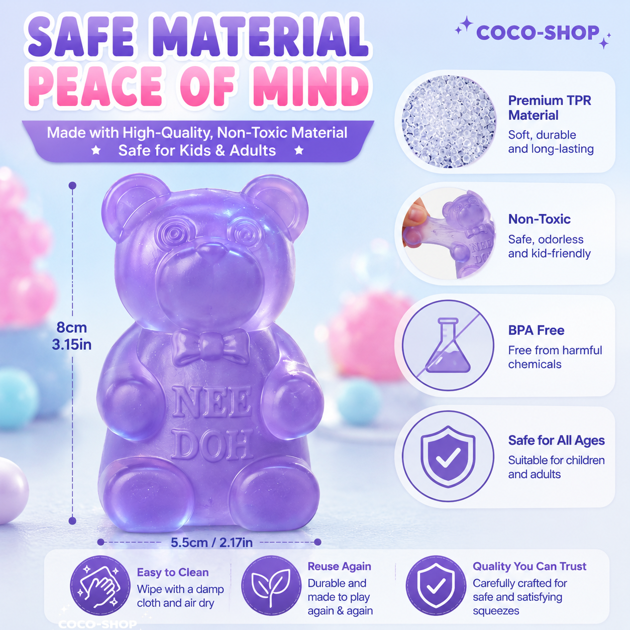 Sparkly Gummy Bear Squishy – Sweet, Soft & Satisfying to Squeeze
