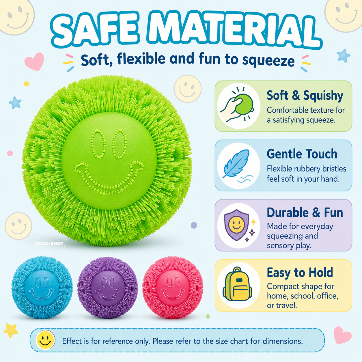 Smiley Puffer Ball Stress Relief Sensory Fidget Toy for Kids and Adults